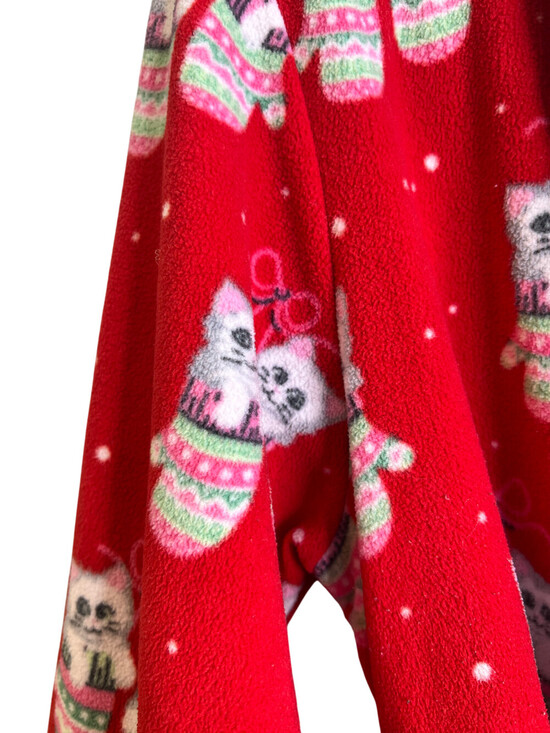 Nick & Nora Robe M/L Red Kittens in Mittens Cats Fleece Holiday Christmas - Picture 6 of 8